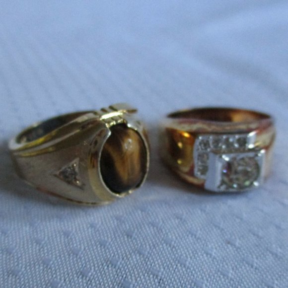 MEN’S VINTAGE TIGER EYE RING WITH SMALL CRYSTALS - Picture 5 of 10